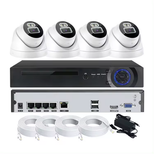 4CH NVR KIT Home Security CCTV System 4K H265+ NVR and 4pcs Indoor Turret Cameras 8MP IP POE Camera