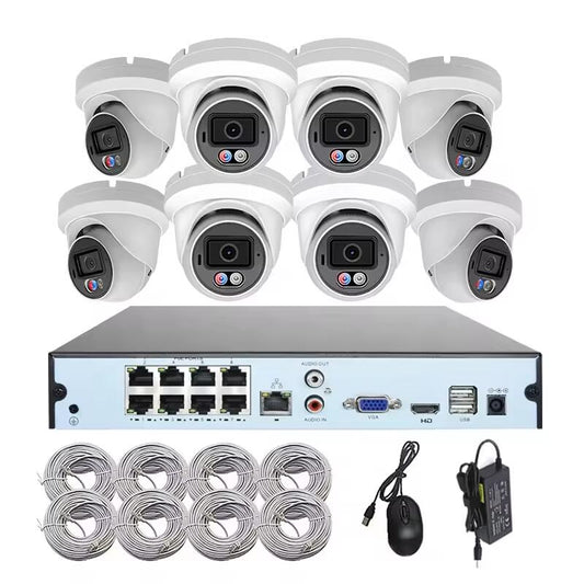 POE NVR KITS 4K 8CH PoE NVR Kit Two Way Audio Full Color IP66 8pcs Active Deterrence Outdoor Indoor 8MP Security Camera System