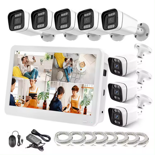 8CH NVR KIT 11.6 inch Screen Monitor 8CH 4K POE NVR CCTV Kit 8 Cameras 8MP Outdoor IP 8CH Security System