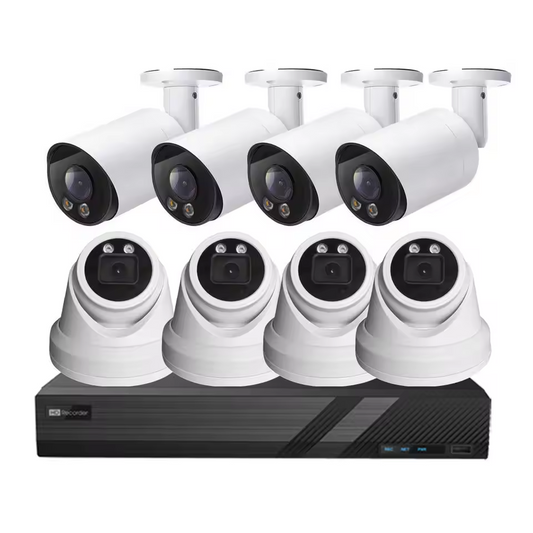 8CH 4K POE NVR CCTV System Kit 8PCS 5MP Bullet and Dome Colorvu IP POE Camera 7/24 Colorful Vision