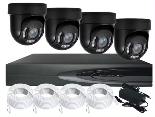 4CH NVR KIT SEETONG4chs 8.0megapixel 4X Zoom IR PTZ Dome camera POE Nvr Kits Full Color POE Home Smart HD CCTV Camera
