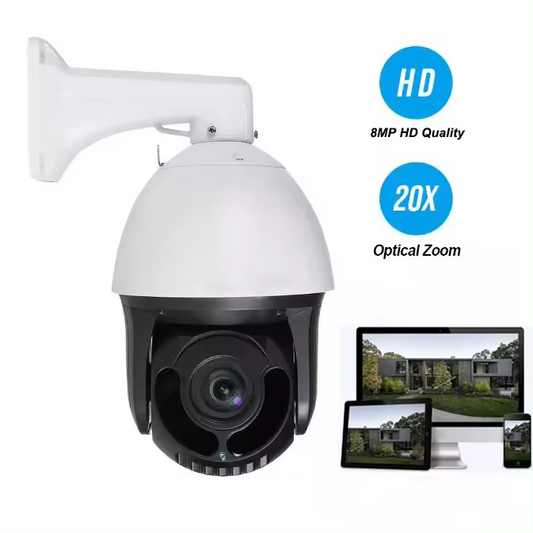 IP PTZ 8MP 20X Optical Zoom 6 Inch High Speed Dome Wired IP CCTV Security Outdoor PTZ 4K Surveillance Camera