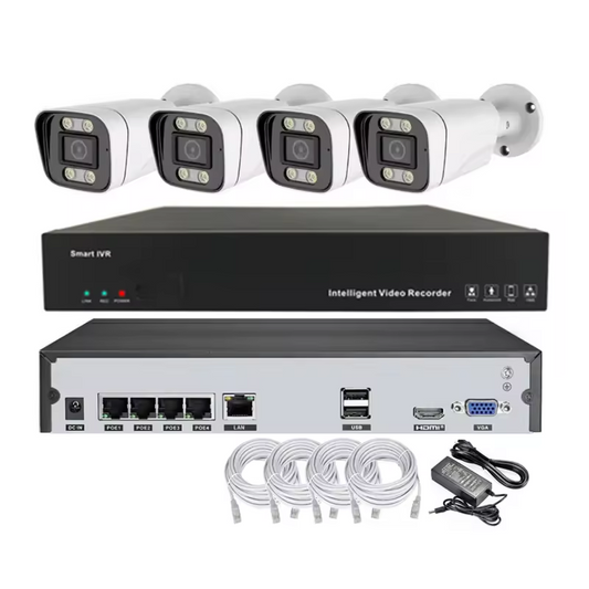 4CH NVR KIT SeeEasy 4K 4CH Two way Audio IP POE NVR Kit 8MP Color Security Surveillance CCTV Camera System